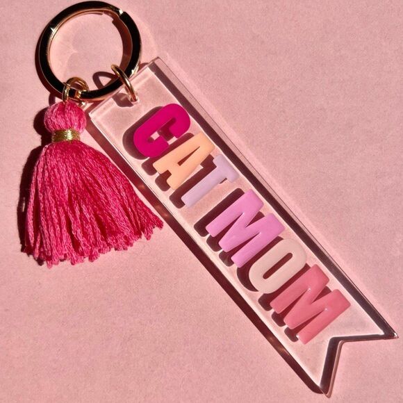 Cat Mom Cat Lover Tassle Keychain - Picture 1 of 3